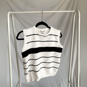 White and black striped sweater vest